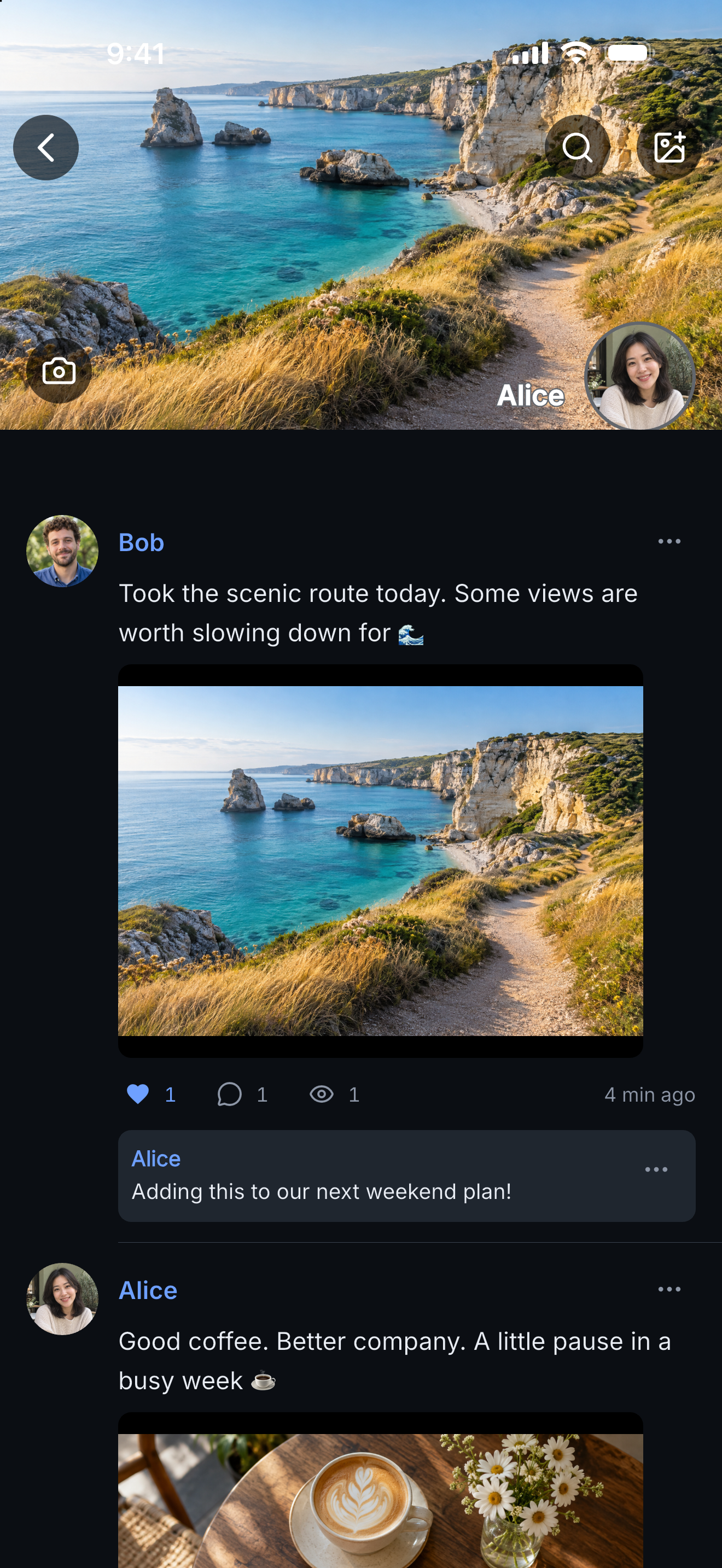 Koee Moments screen